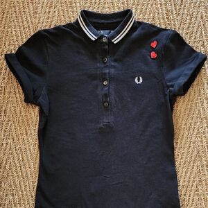 Fred Perry Amy Winehouse Slim Fit Polo with ❤️❤️ appliqués (Small)